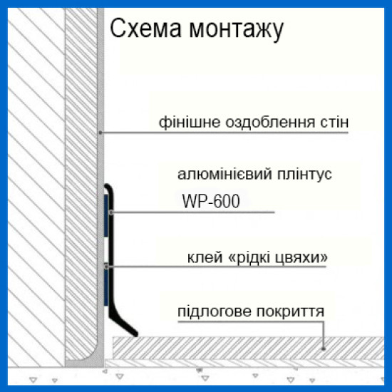 Плінтус алюмінієвий накладний 60 мм (без покриття)